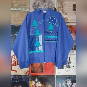 Vintage Southern Stitches geometric zipper jacket